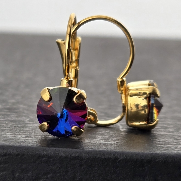 Austrian Crystal Earrings in Gold Plate - Picture 3 of 8